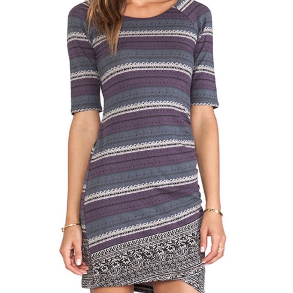 Free People Striped Purple and Blue Knit Bodycon Dress - Picture 9 of 13